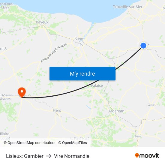 Lisieux: Gambier to Vire Normandie map