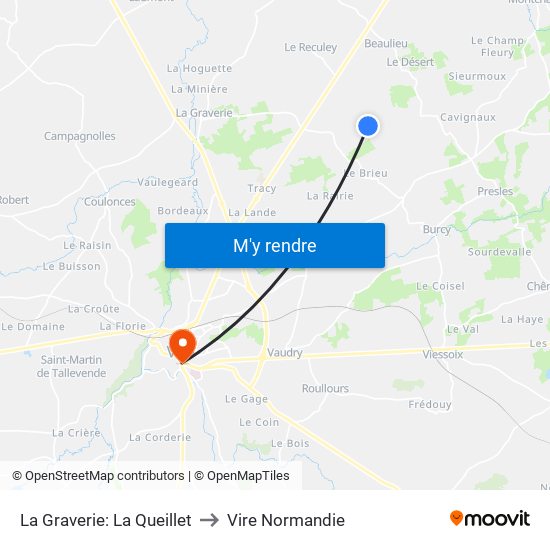 La Graverie: La Queillet to Vire Normandie map
