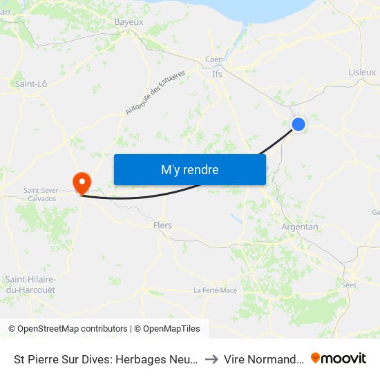 St Pierre Sur Dives: Herbages Neufs to Vire Normandie map