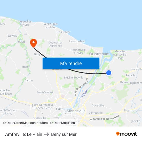 Amfreville: Le Plain to Bény sur Mer map
