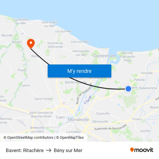 Bavent: Ritachère to Bény sur Mer map