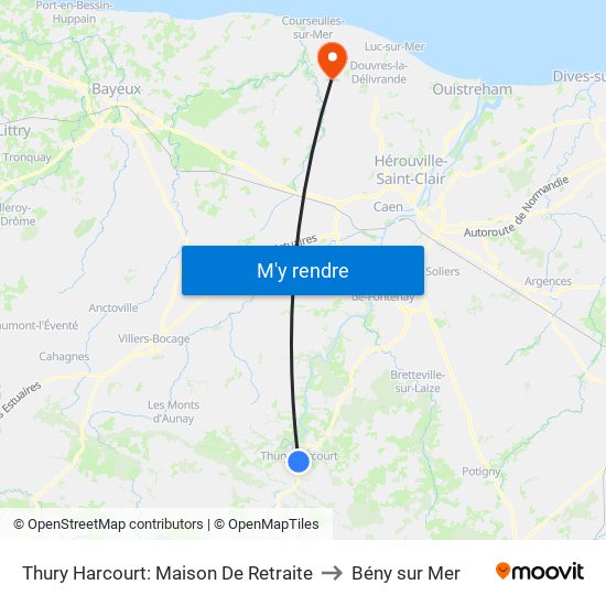 Thury Harcourt: Maison De Retraite to Bény sur Mer map