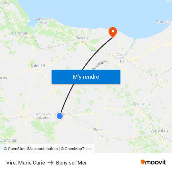 Vire: Marie Curie to Bény sur Mer map