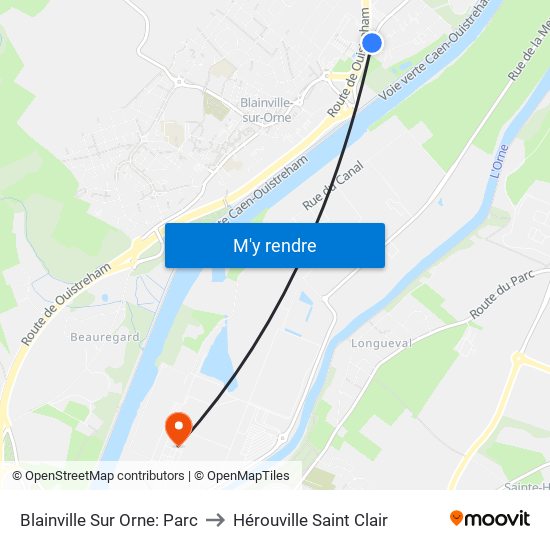 Blainville Sur Orne: Parc to Hérouville Saint Clair map