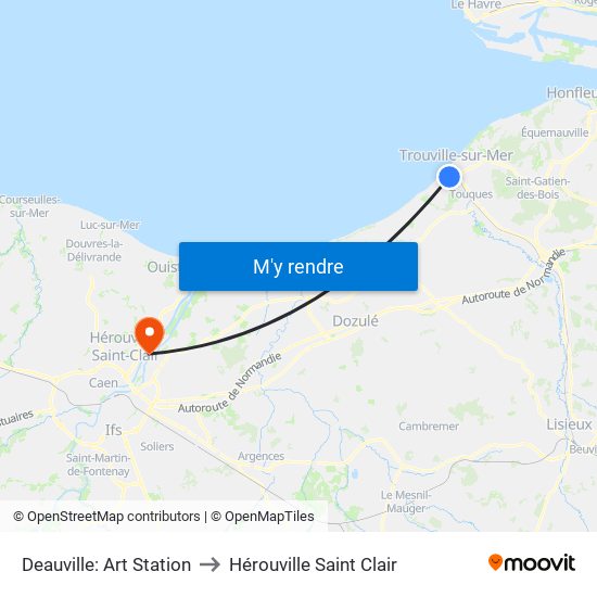 Deauville: Art Station to Hérouville Saint Clair map