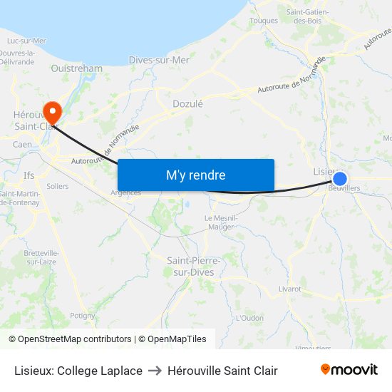 Lisieux: College Laplace to Hérouville Saint Clair map