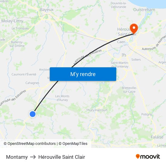 Montamy to Hérouville Saint Clair map