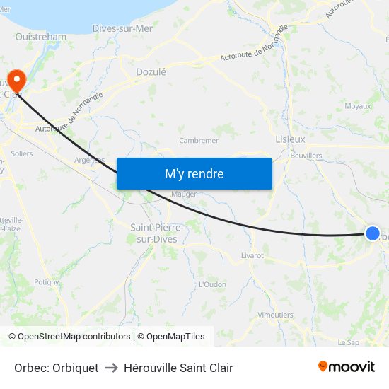 Orbec: Orbiquet to Hérouville Saint Clair map