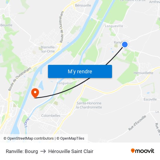 Ranville: Bourg to Hérouville Saint Clair map
