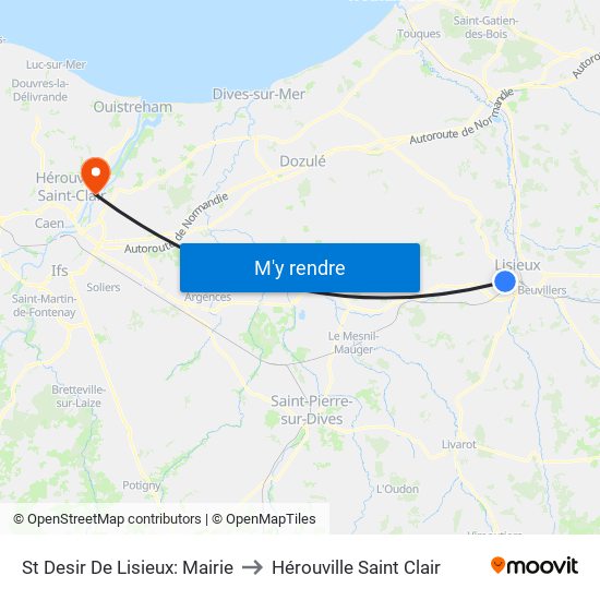 St Desir De Lisieux: Mairie to Hérouville Saint Clair map