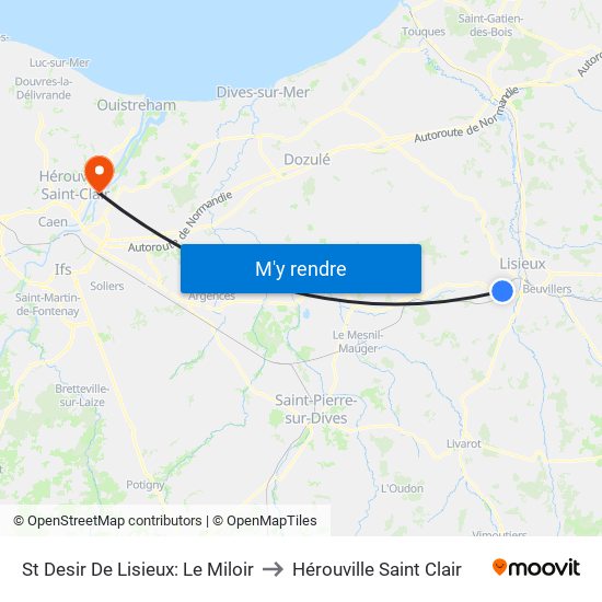 St Desir De Lisieux: Le Miloir to Hérouville Saint Clair map