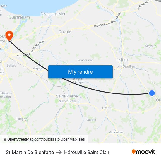 St Martin De Bienfaite to Hérouville Saint Clair map
