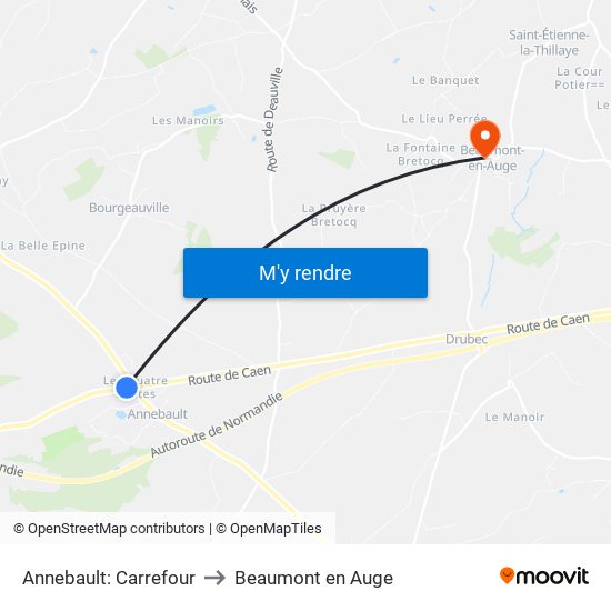 Annebault: Carrefour to Beaumont en Auge map