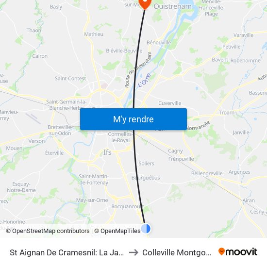 St Aignan De Cramesnil: La Jalousie to Colleville Montgomery map