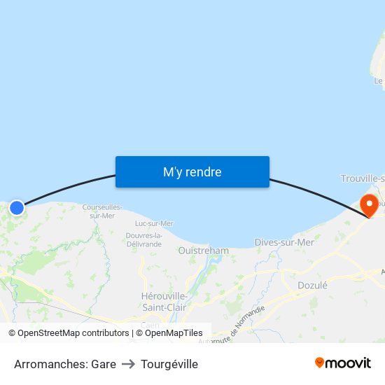 Arromanches: Gare to Tourgéville map