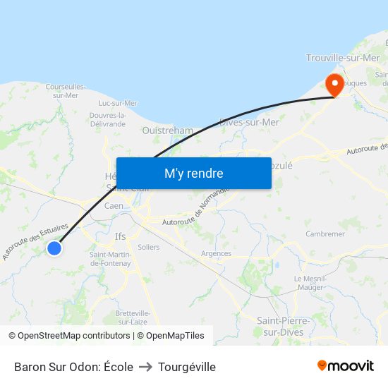 Baron Sur Odon: École to Tourgéville map