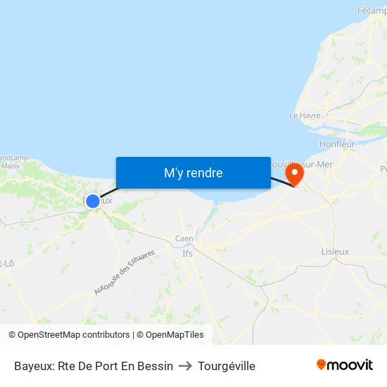 Bayeux: Rte De Port En Bessin to Tourgéville map