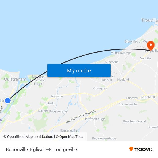 Benouville: Église to Tourgéville map