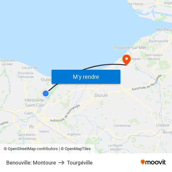 Benouville: Montoure to Tourgéville map