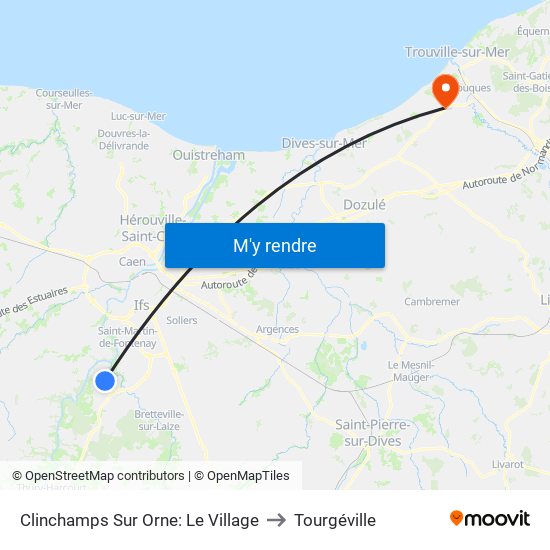 Clinchamps Sur Orne: Le Village to Tourgéville map