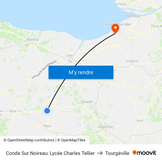 Conde Sur Noireau: Lycée Charles Tellier to Tourgéville map