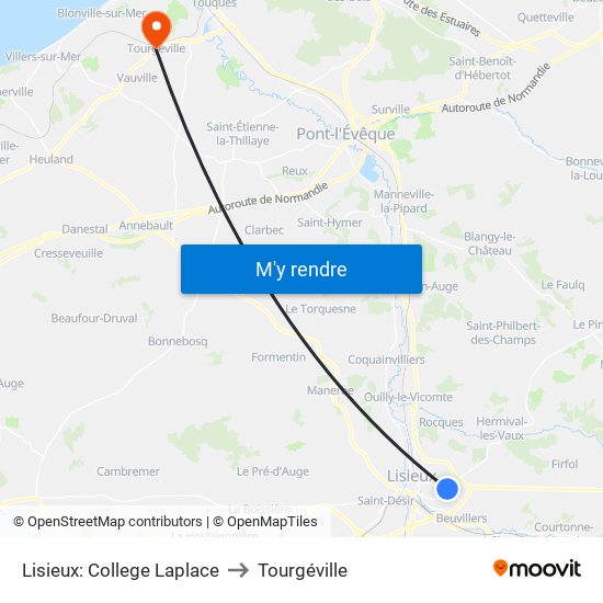 Lisieux: College Laplace to Tourgéville map