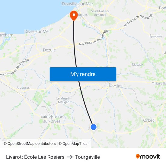 Livarot: École Les Rosiers to Tourgéville map