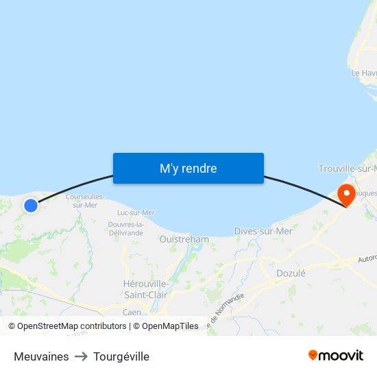 Meuvaines to Tourgéville map