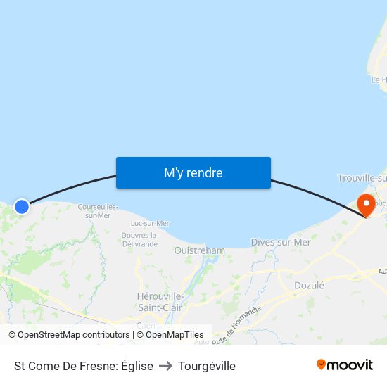 St Come De Fresne: Église to Tourgéville map