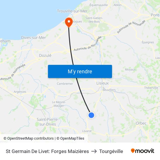 St Germain De Livet: Forges Maizières to Tourgéville map