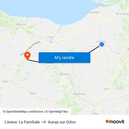 Lisieux: La Familiale to Aunay sur Odon map