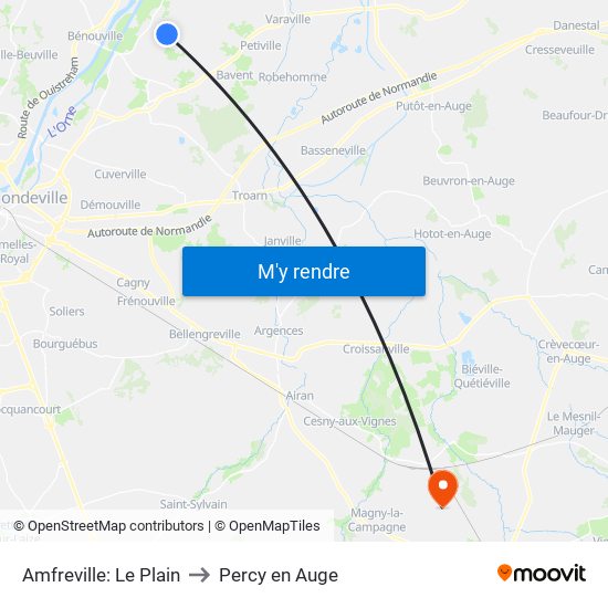 Amfreville: Le Plain to Percy en Auge map