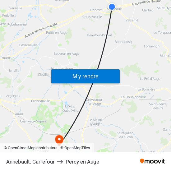 Annebault: Carrefour to Percy en Auge map