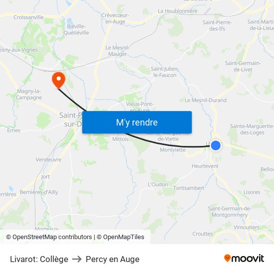Livarot: Collège to Percy en Auge map