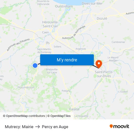 Mutrecy: Mairie to Percy en Auge map