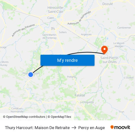 Thury Harcourt: Maison De Retraite to Percy en Auge map