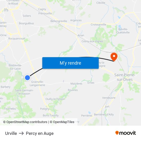 Urville to Percy en Auge map