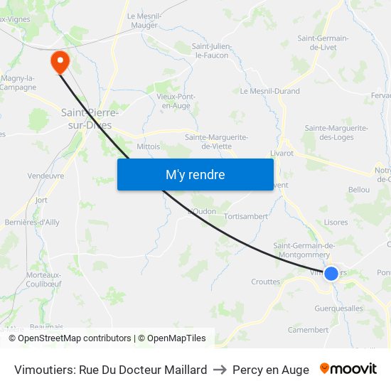 Vimoutiers: Rue Du Docteur Maillard to Percy en Auge map