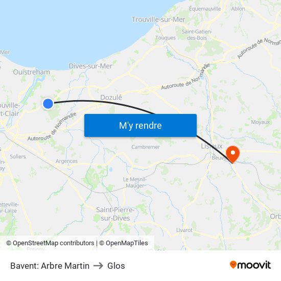 Bavent: Arbre Martin to Glos map