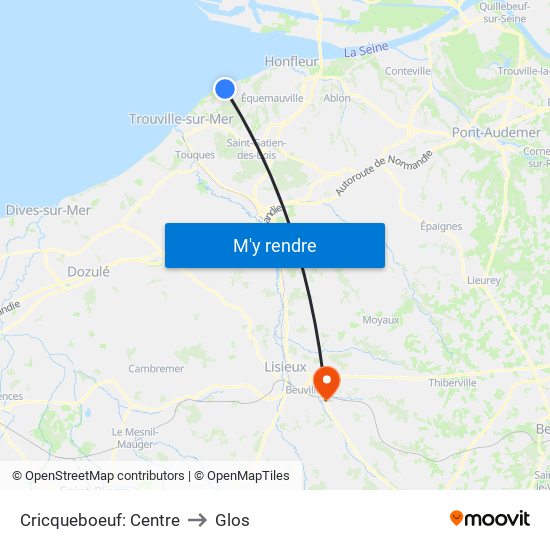 Cricqueboeuf: Centre to Glos map