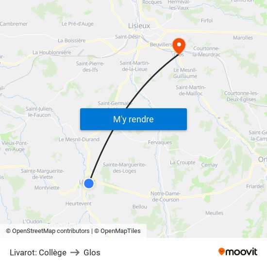 Livarot: Collège to Glos map