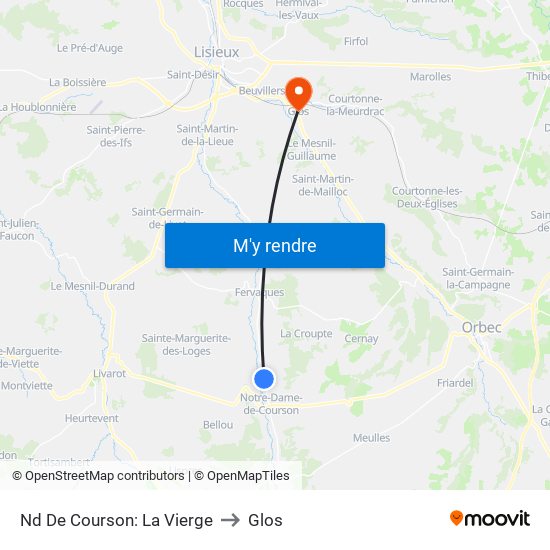 Nd De Courson: La Vierge to Glos map