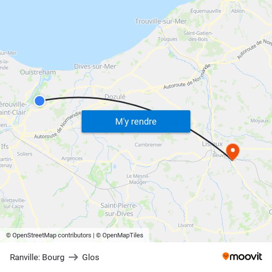 Ranville: Bourg to Glos map