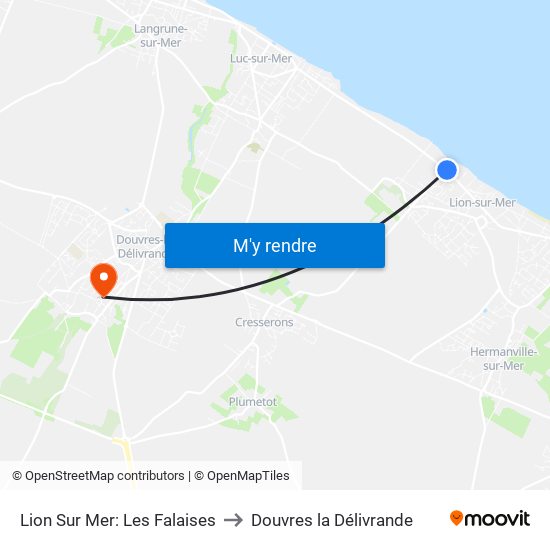 Lion Sur Mer: Les Falaises to Douvres la Délivrande map