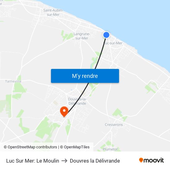 Luc Sur Mer: Le Moulin to Douvres la Délivrande map