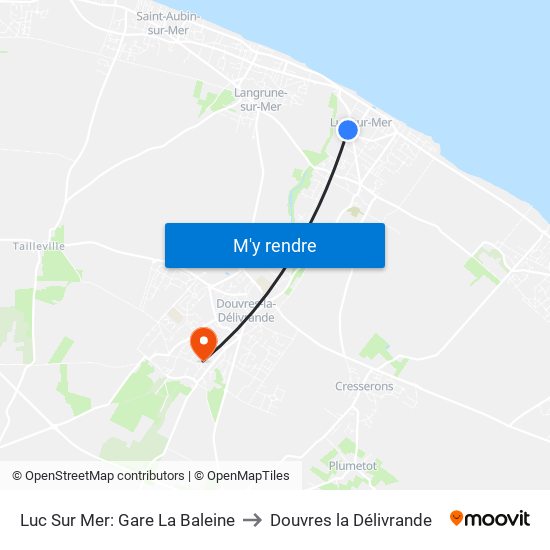 Luc Sur Mer: Gare La Baleine to Douvres la Délivrande map