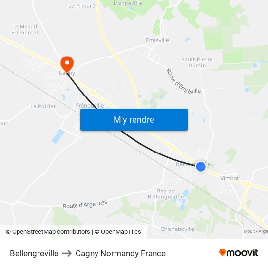 Bellengreville to Cagny Normandy France map