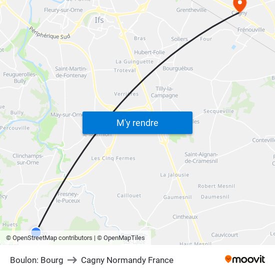 Boulon: Bourg to Cagny Normandy France map