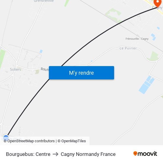 Bourguebus: Centre to Cagny Normandy France map