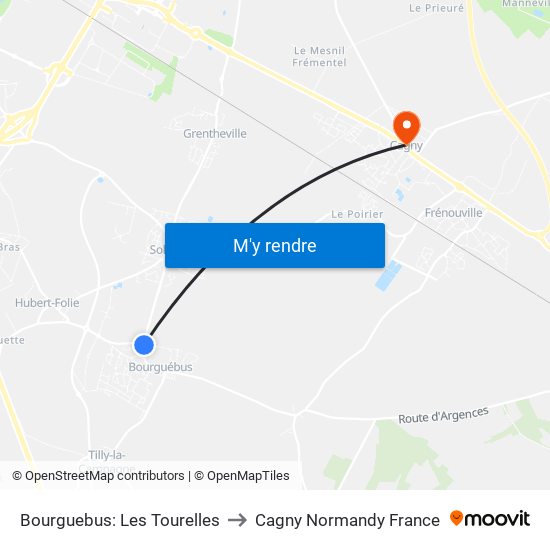 Bourguebus: Les Tourelles to Cagny Normandy France map